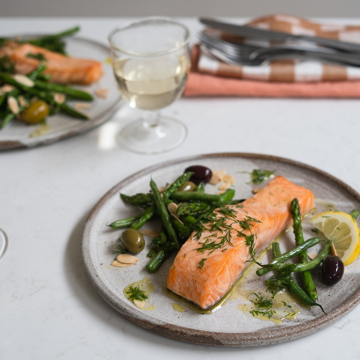 Roast Salmon with Green Vegetables