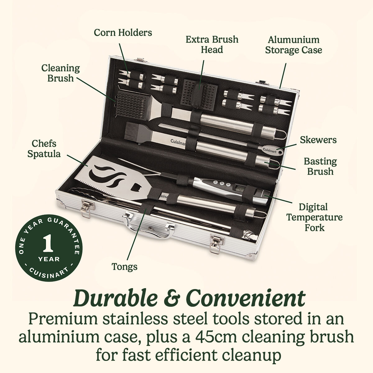 20 Piece Deluxe Stainless-Steel Grill Tool Set | CGS5020EU | Cuisinart