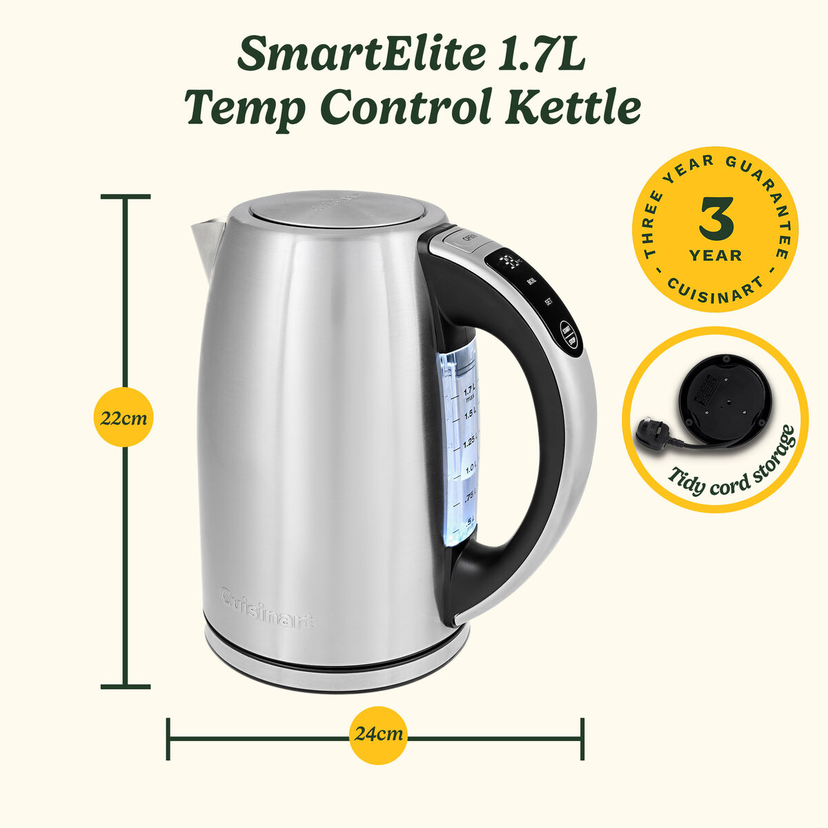 Cuisinart SmartElite Temp Control Kettle 1.7L, Stainless Steel, large 8