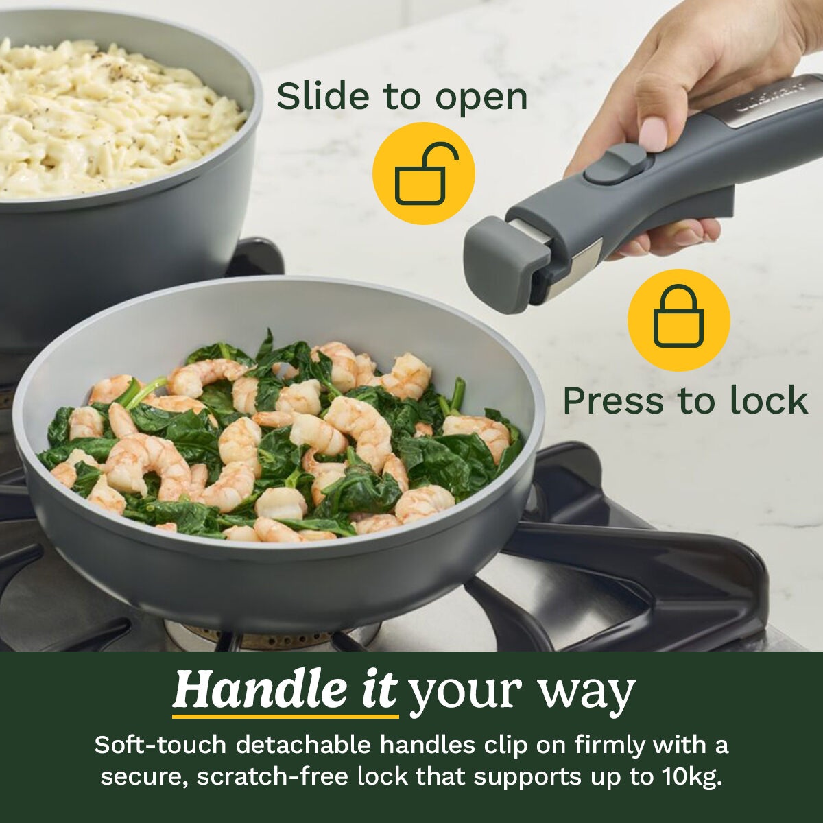 Cuisinart ClickSmart 18pcs Non-Stick Detachable Handle Cookware, , large 4