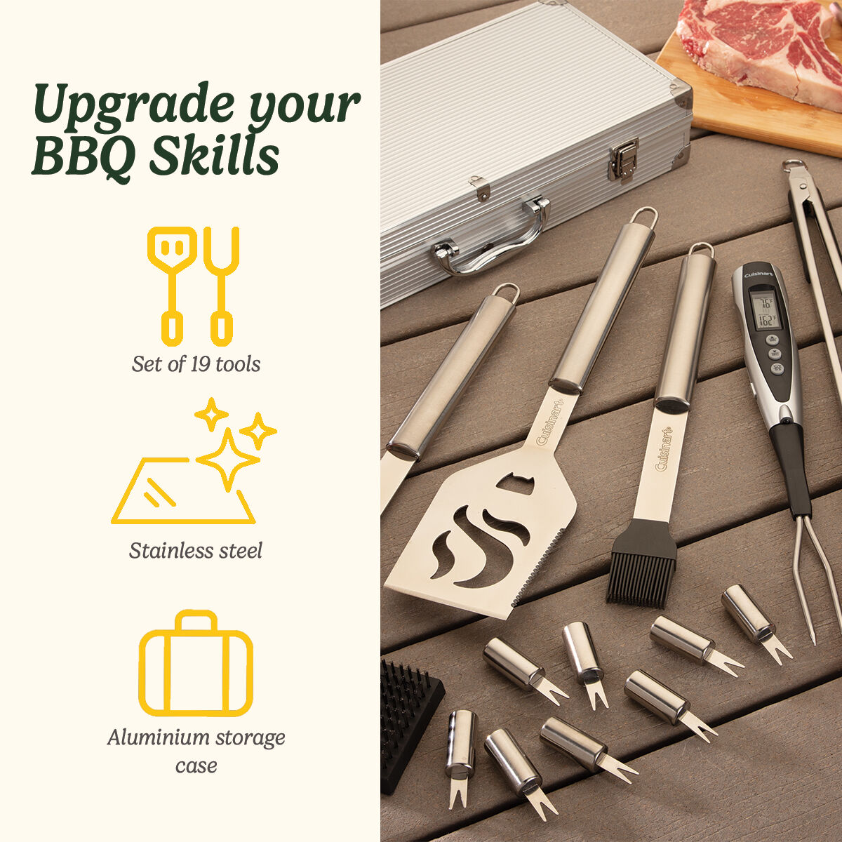 20 Piece Deluxe Stainless-Steel Grill Tool Set | CGS5020EU | Cuisinart