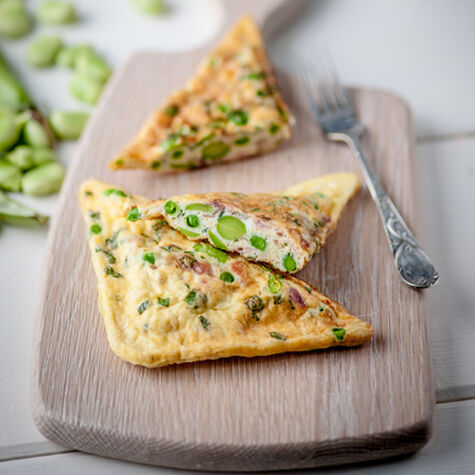 Broad Bean Pea and Prosciutto Frittata