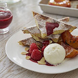 Sweet Waffles with Honey Roasted Peaches-1