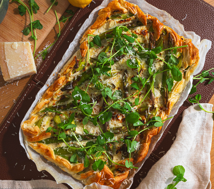 Asparagus lemon ricotta pie