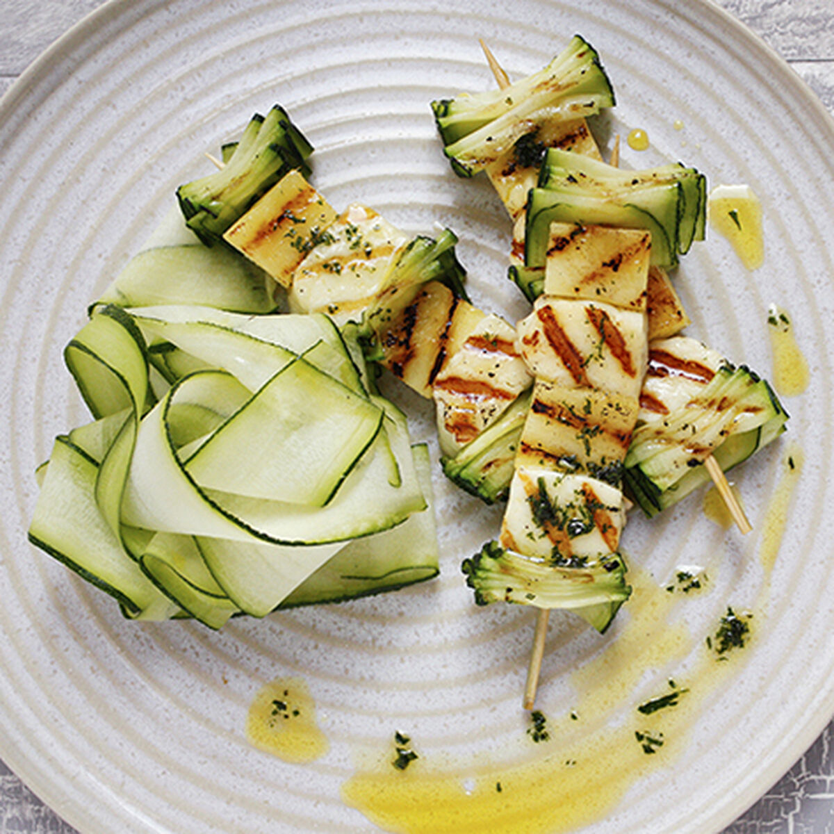Grilled Halloumi & Pineapple Kebabs with Mint & Lime Glaze-1