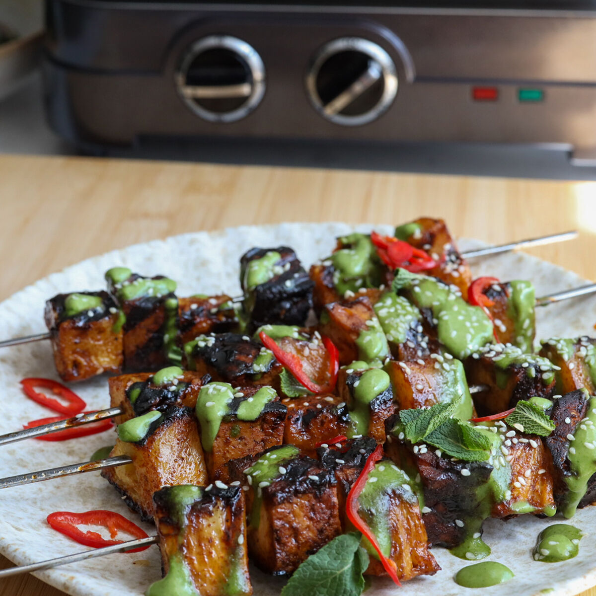 Sticky Tofu and Pineapple Skewers-1