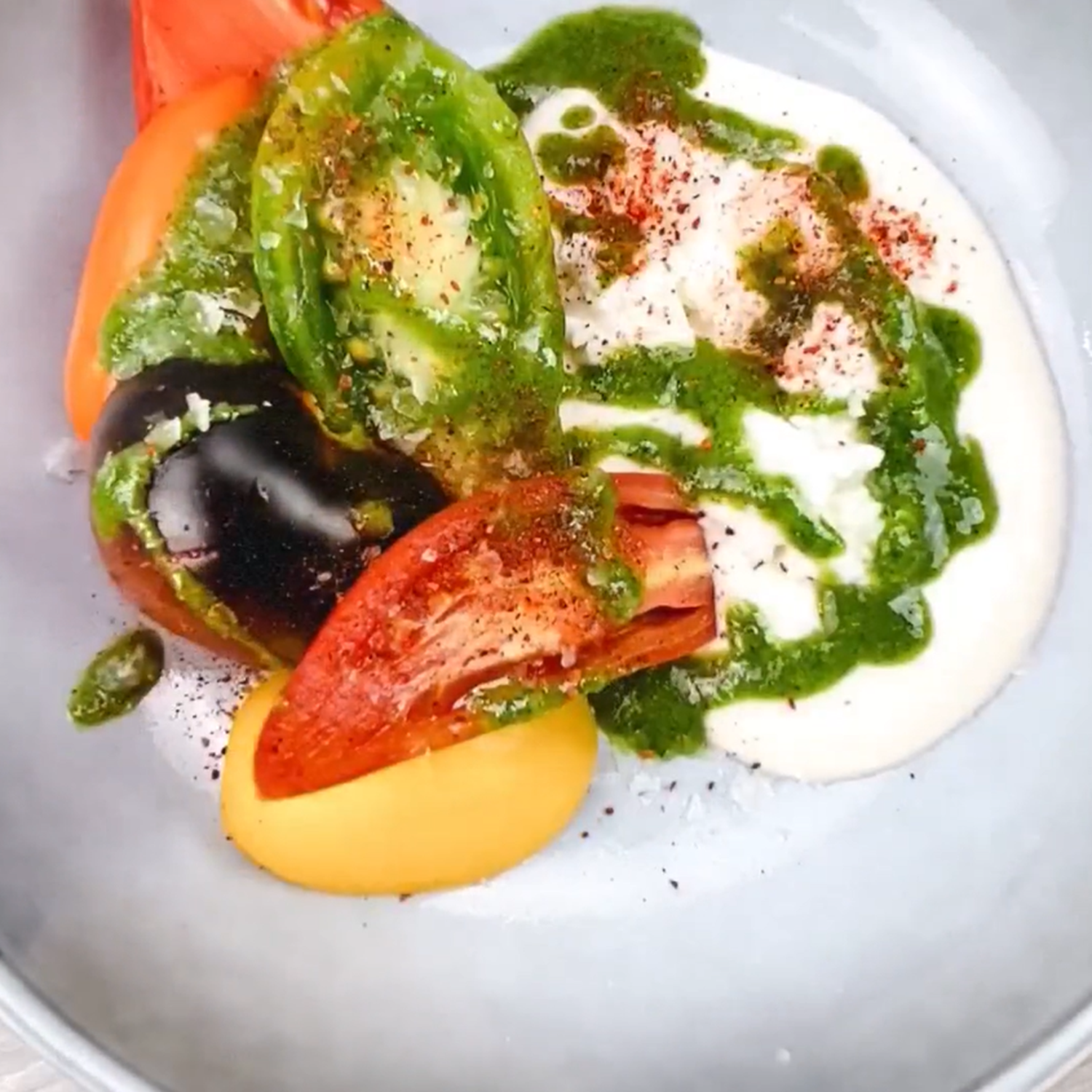 Creamy Mozzarella With Pesto & Tomato