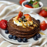 Cocoa Protein Pancakes with Almond Butter Drizzle-1