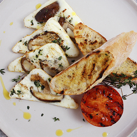 Mushroom, Thyme & Feta Egg White Frittata with Garlic Toasts