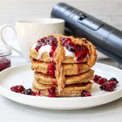 Oat Flour Peanut Butter Pancakes