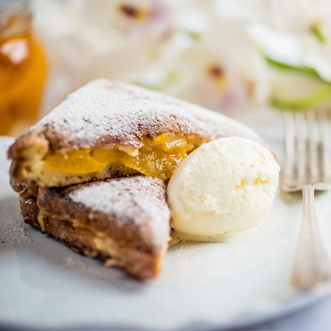 Spiced Apricot French Toastie with Vanilla and Jersey Cream Ice Cream