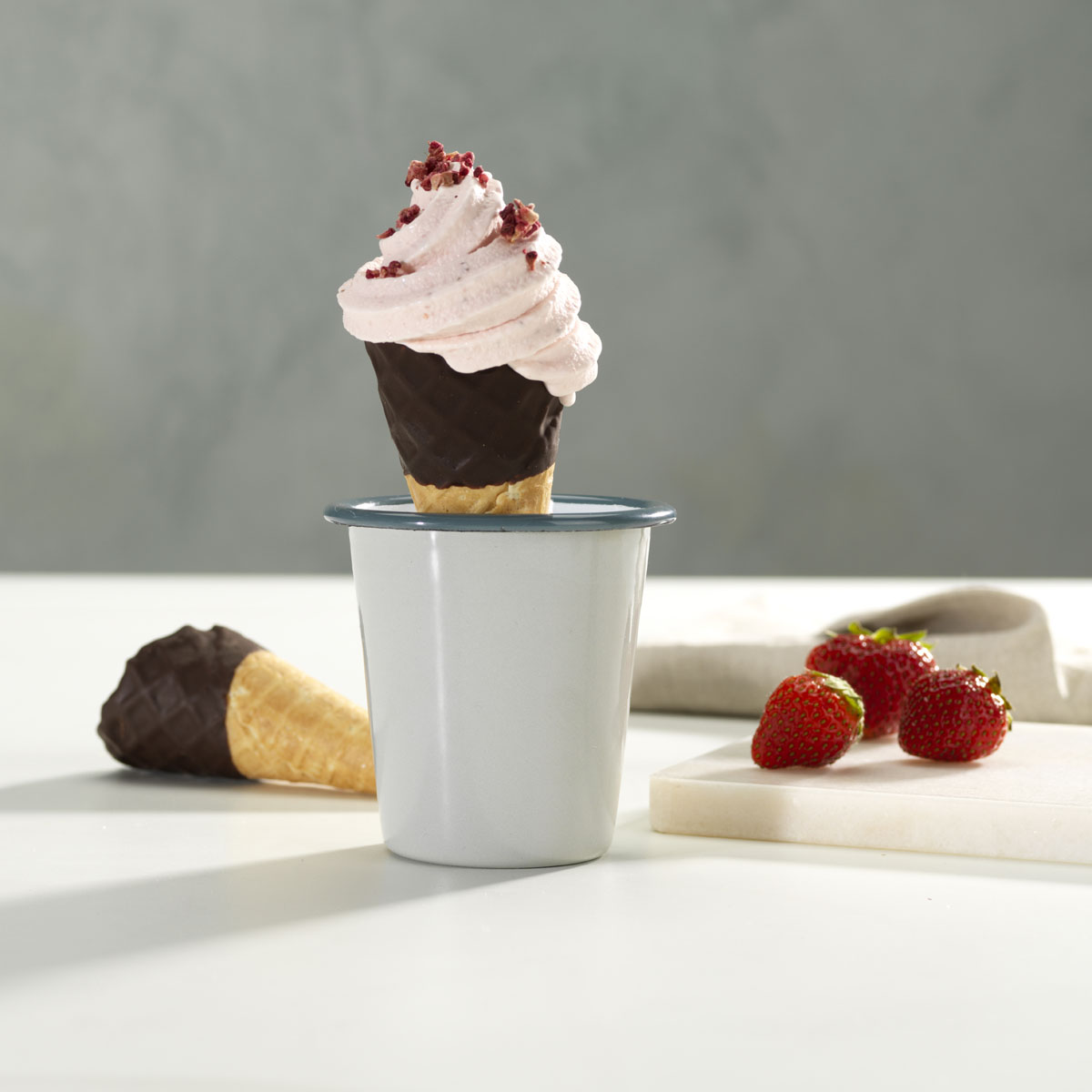 Fresh Strawberry Soft Serve Ice Cream