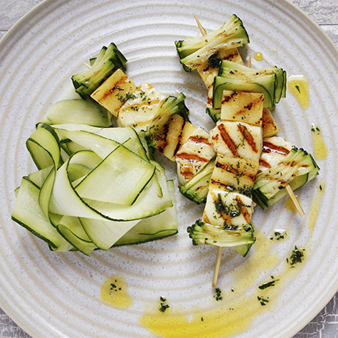 Grilled Halloumi & Pineapple Kebabs with Mint & Lime Glaze