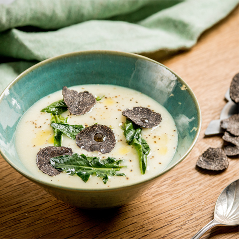 Chilled Leek and Potato Soup with Chive Crème Fraiche
