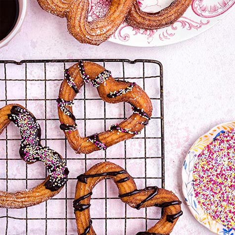 Sweetheart Churros with Chocolate Dipping Sauce