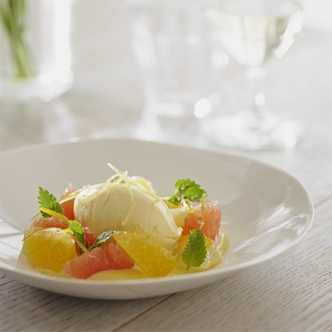 Lemon Ice Cream with Citrus Fruits and Lemon Zests