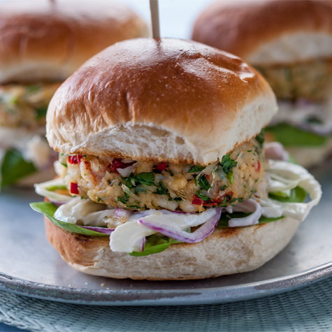 Crab Burgers with Fennel Slaw