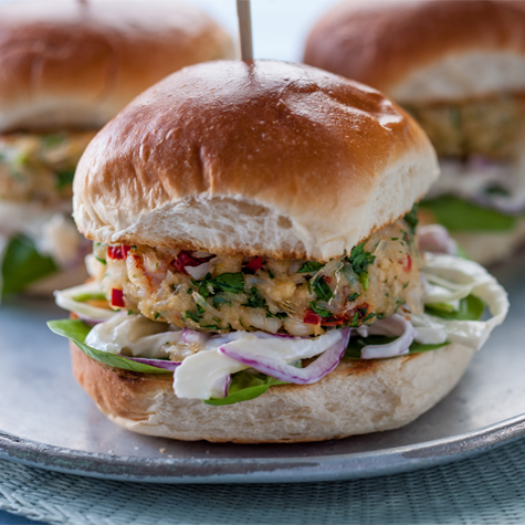 Crab Burgers with Fennel Slaw