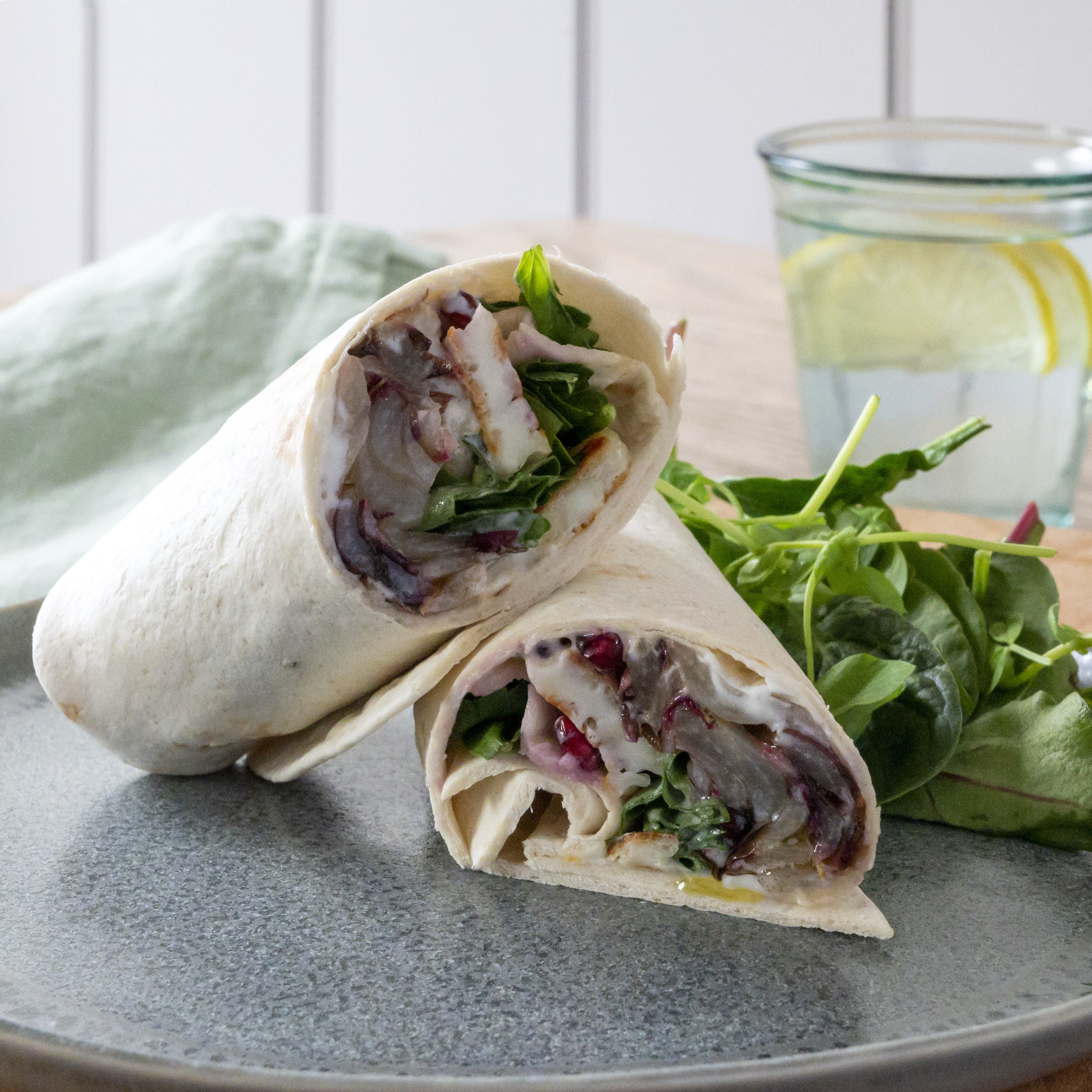 Grilled Halloumi & Red Chicory Wraps