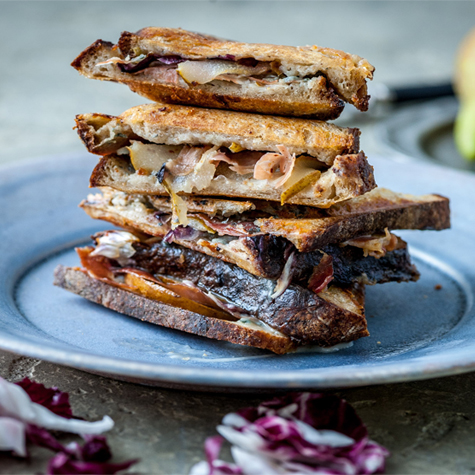 Gorgonzola, Prosciutto, Pear and Radicchio Toast