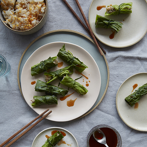 Cabbage wrapped Dumplings with Pork & Prawns